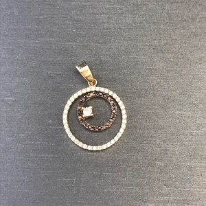 Genuine White & Chocolate Diamond Circle Pendent